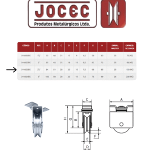 Roldana 2 1/2” canal V Suporte Giratório Kit c/2 peças – JOCEC - Imagem 4