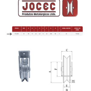 Roldana 1 1/2” canal V Suporte aberto Kit c/2 peças – JOCEC - Imagem 4