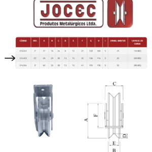 Roldana 2 1/2” canal V Suporte aberto Kit c/2 peças – JOCEC - Imagem 4